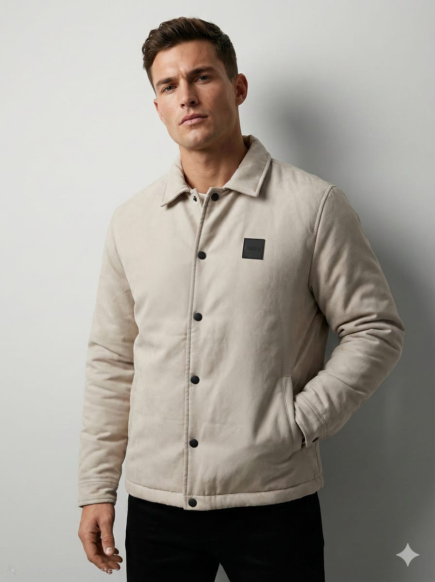 Rare Rabbit | Sandstone Suede-Finish Buttoned Jacket